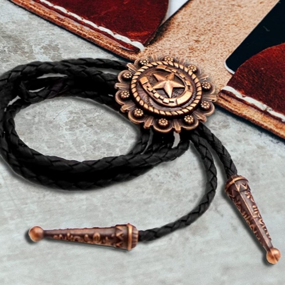 New copper horshoe star bolo tie approximately 40" - Picture 1 of 7